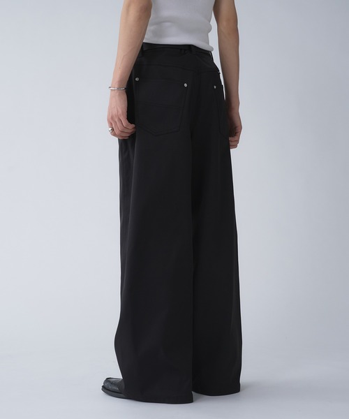 Adoon plain スラックス POLYESTER WIDE CURVE DESIGN SLACKS