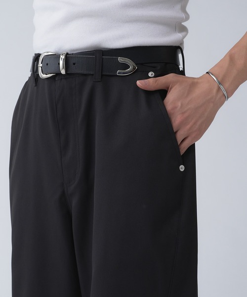 Adoon plain スラックス POLYESTER WIDE CURVE DESIGN SLACKS