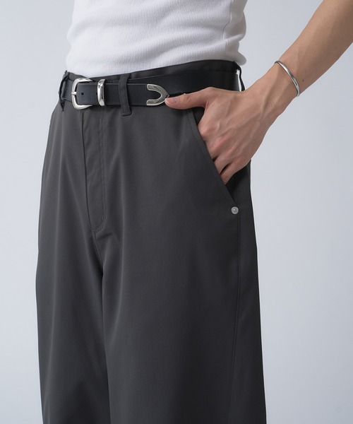 Adoon plain スラックス POLYESTER WIDE CURVE DESIGN SLACKS