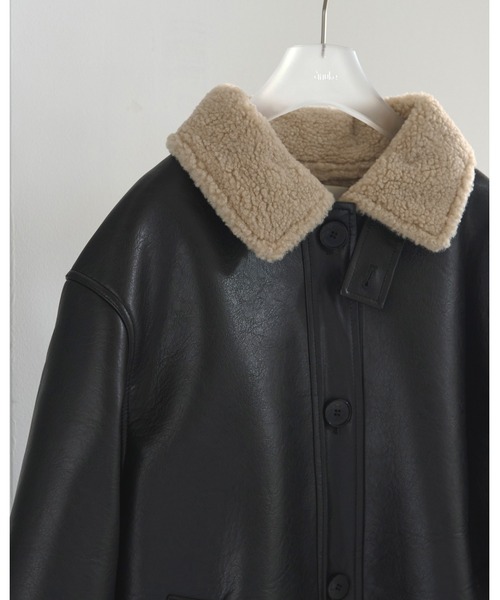 Anuke レザー ボア襟 ジャケット 黒 anuke（アンヌーク） レザージャケット ライダース Boa Flight Jacket