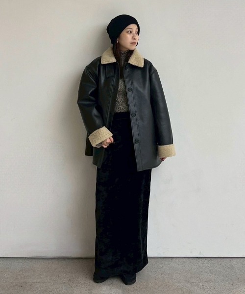 anuke（アンヌーク） レザージャケット ライダース Boa Flight Jacket