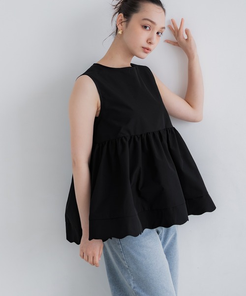 coca（コカ） ブラウス シャツ 裾スカラップノースリーブブラウス