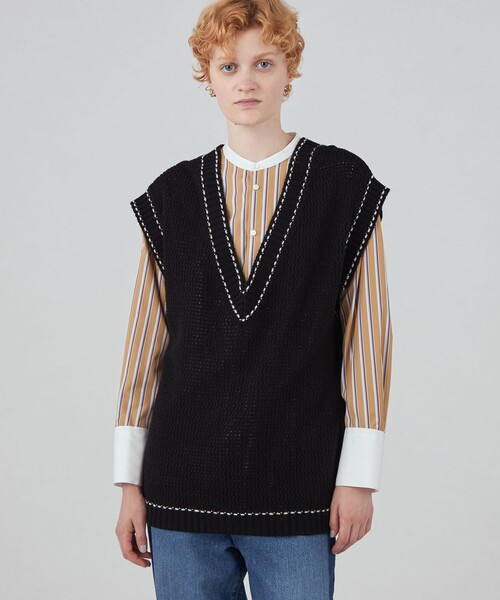 マカフィー ニットベスト MACPHEE(マカフィー) ハイブリッドコットン