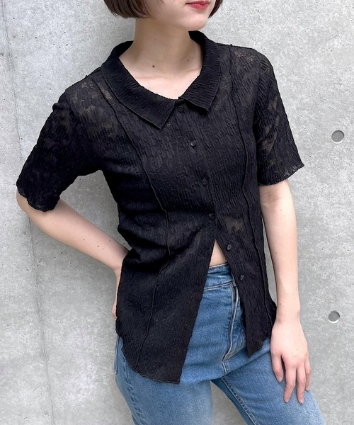 PAGEBOY ブラウス シャツ カットレースシャツカーディガン