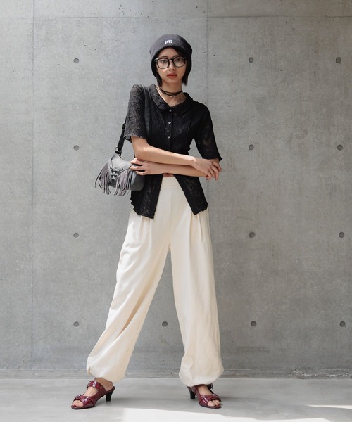 ブラウス シャツ B2896 ペイズリーカットＪＱシャツ レディース PAGEBOY ブラウス シャツ カットレースシャツカーディガン