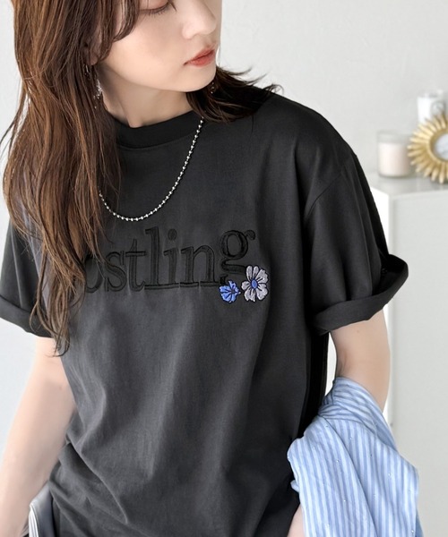 刺繍Tシャツ 刺繍 Tシャツ ワンフォークロージング 1111clothing ◇イラスト 総刺繍 T