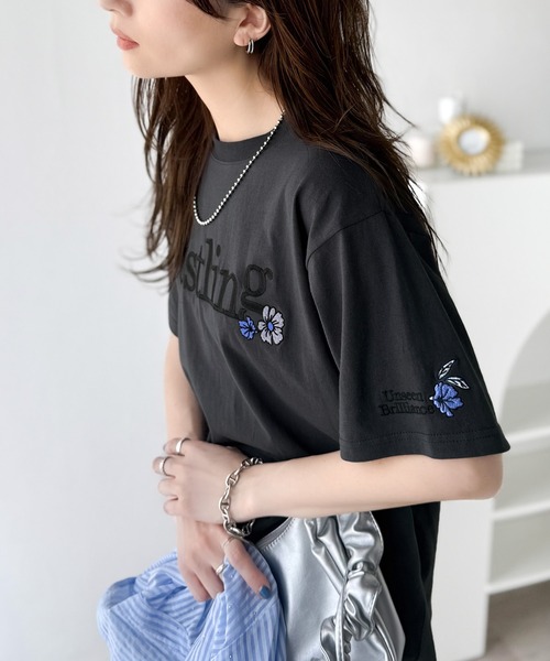 刺しゅう Tシャツ オシャレ 涼しい 体型カバー 綿100% b13909jb-01.jpg