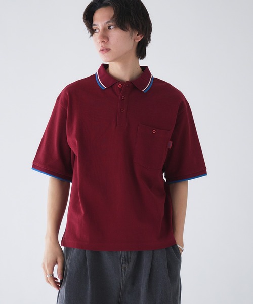 Adoon plain ポロシャツ 半袖 Pocket Piss Name Moss Stitch Polo