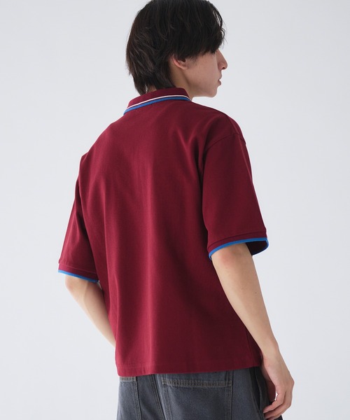 PUTUMAYO ネクタイ付ボルドーナポレオンシャツ Adoon plain ポロシャツ 半袖 Pocket Piss Name Moss Stitch Polo