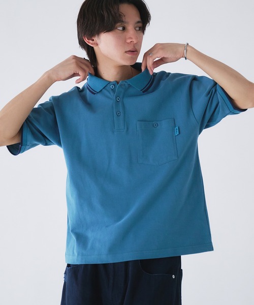 Adoon plain ポロシャツ 半袖 Pocket Piss Name Moss Stitch Polo