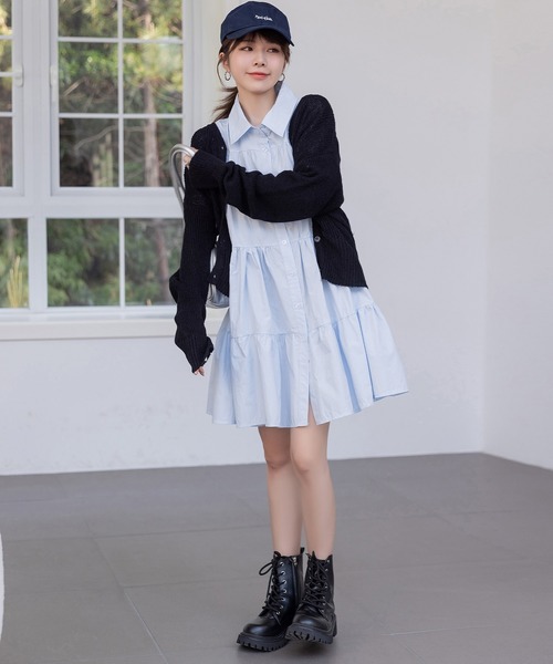 DAY CLOSET シャツワンピース レディース 2WAY半袖ティアード 