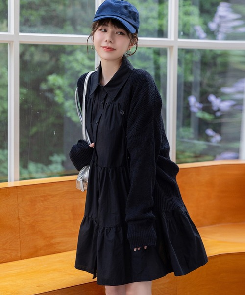 DAY CLOSET シャツワンピース レディース 2WAY半袖ティアード 