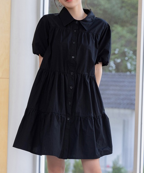 DAY CLOSET シャツワンピース レディース 2WAY半袖ティアード 