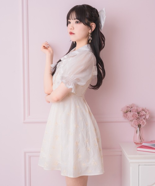 ROJITA シアーボレロ風ワンピース 花柄ピンク ロジータ ROJITA シアーボレロ風フラワーワンピース （ピンク