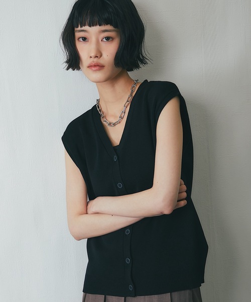 【美品】オネット　シャツブラウス　チュニック　カーディガン　Vネック　リネン Honnete (オネット) V Long Shirts Cardy / ロングシャツカーデ