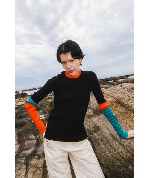 OMMO（オーエムエムオー） ニット セーター POINT BORDER BLOCKING KT