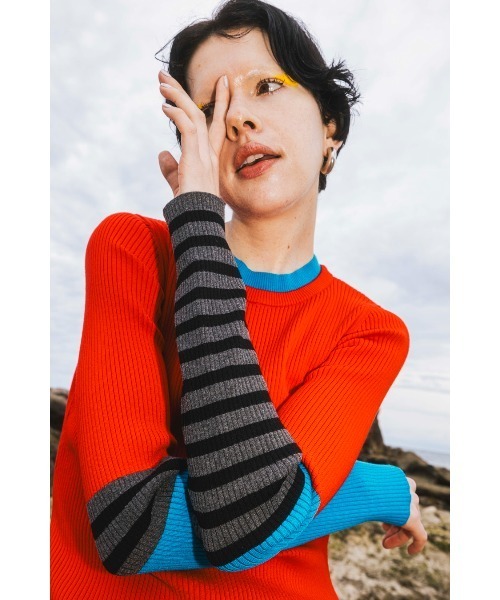 OMMO（オーエムエムオー） ニット セーター POINT BORDER BLOCKING KT