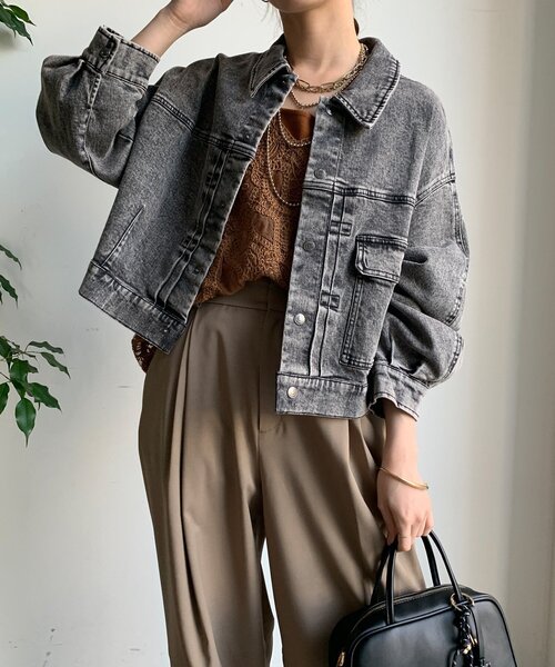 美品 DouDou ブラック ジップアップジャケット シアー ブルゾン