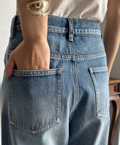 「DouDou」 デニムパンツ 36 スカイブルー レディース_画像6