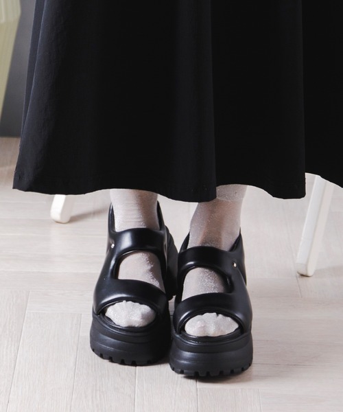 「attagirl」 ヒールサンダル LL ブラック レディース_画像2