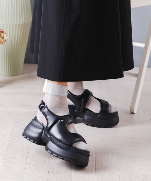 「attagirl」 ヒールサンダル LL ブラック レディース_画像3