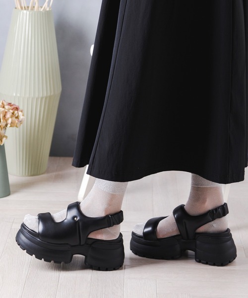 「attagirl」 ヒールサンダル LL ブラック レディース_画像4