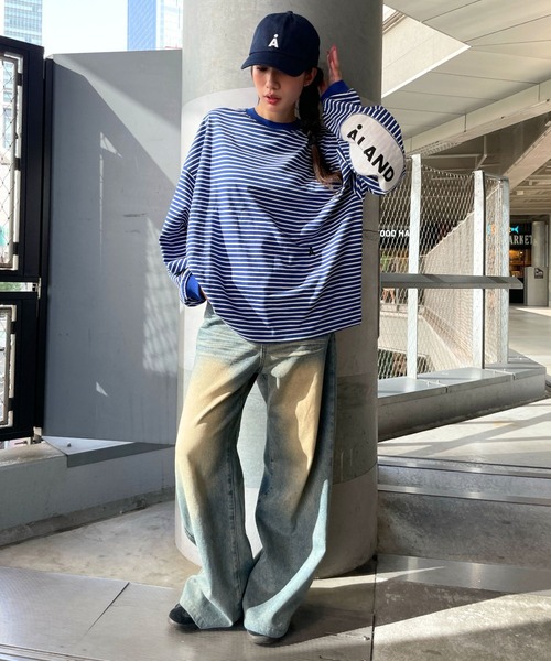 ALOUND Tシャツ ボーダー　アラウンド　alound tシャツ ALAND tシャツ 「UNISEX」ALAND／ボーダーロンT レディース メンズ