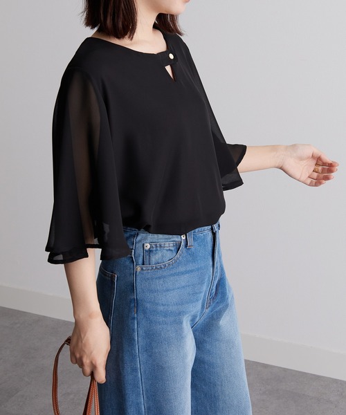 「RANAN」 半袖ブラウス L ブラック レディース_画像2