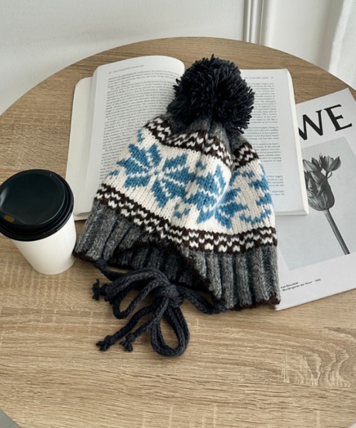 SOLLON.（ソルロン） ニット帽 ニットキャップ ノルディック柄ニット