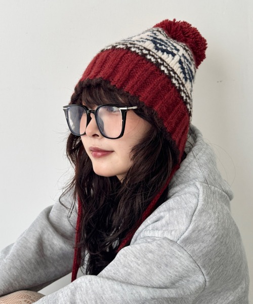 SOLLON.（ソルロン） ニット帽 ニットキャップ ノルディック柄ニット