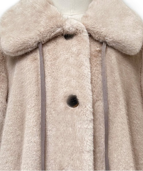 【美品】ルイルエブティック エコファーショートコート サイズL ペールピンク エコファーショートコート「K942」-RUIRUE BOUTIQUE