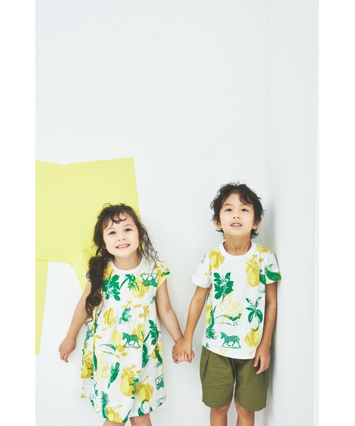 「maarook」 「KIDS」半袖ワンピース 130cm イエロー キッズ_画像4