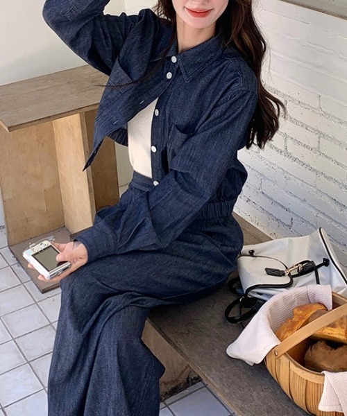 Bifrost（ビフレスト） セットアップ クロップドデニムシャツ＆ワイド