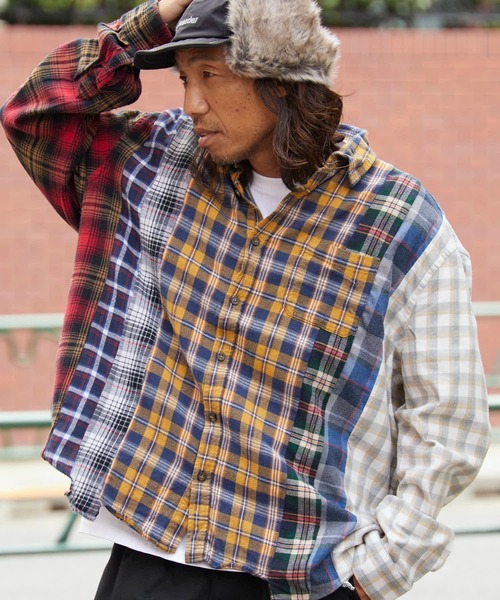 ALL RUNS シャツ リメイク加工 チェックシャツ メンズ : ZOZOTOWN