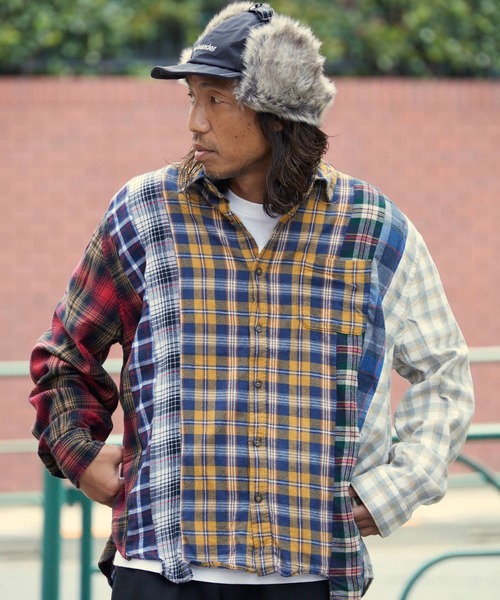 ALL RUNS シャツ リメイク加工 チェックシャツ メンズ : ZOZOTOWN 