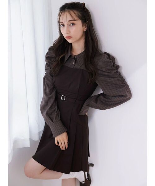 dazzlin（ダズリン） ワンピース 長袖レイヤードシャツミニワンピース