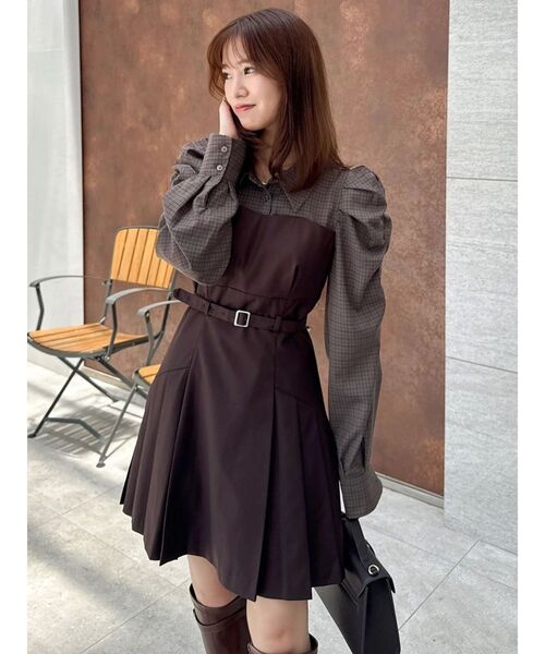 dazzlin（ダズリン） ワンピース 長袖レイヤードシャツミニワンピース