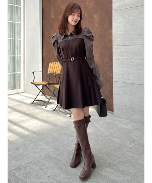 dazzlin（ダズリン） ワンピース 長袖レイヤードシャツミニワンピース