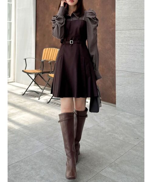 dazzlin（ダズリン） ワンピース 長袖レイヤードシャツミニワンピース