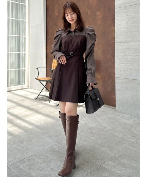 【大人気美品完売品】dazzlin ダズリン　長袖レイヤードシャツミニワンピース dazzlin（ダズリン） ワンピース 長袖レイヤードシャツミニワンピース