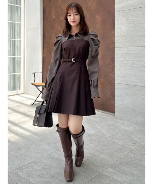 【完売品/新品未使用】dazzlin レイヤード シャツ ミニワンピース ダズリン dazzlin レイヤードシャツミニワンピース （ベージュ