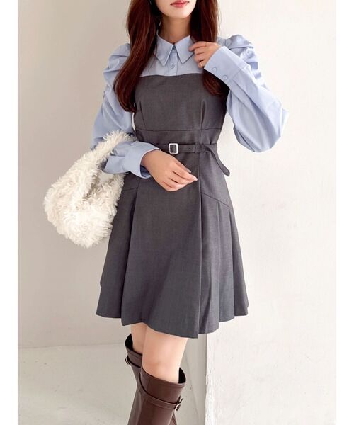 dazzlin（ダズリン） ワンピース 長袖レイヤードシャツミニワンピース