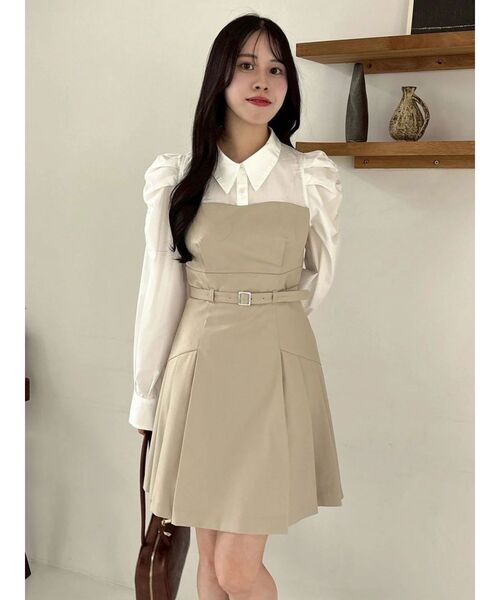 dazzlin 長袖 レイヤードシャツミニワンピース 長袖レイヤードシャツミニワンピース[品番：MKSW0066163]｜dazzlin