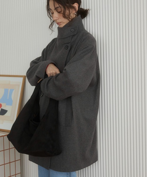 ANGIE ピーコート pコート 2WAY スタンドカラーハーフコート