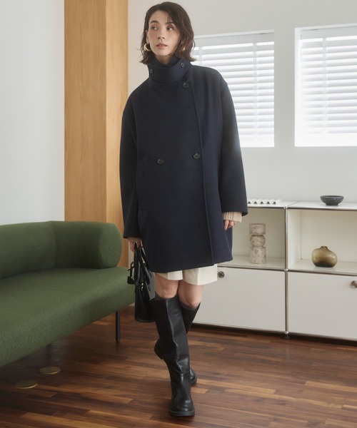 ANGIE ピーコート pコート 2WAY スタンドカラーハーフコート