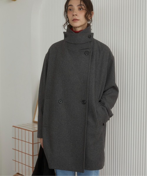 ANGIE ピーコート pコート 2WAY スタンドカラーハーフコート