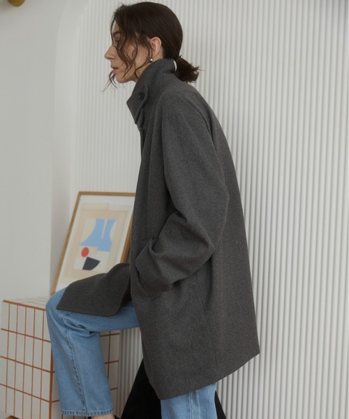ANGIE ピーコート pコート 2WAY スタンドカラーハーフコート
