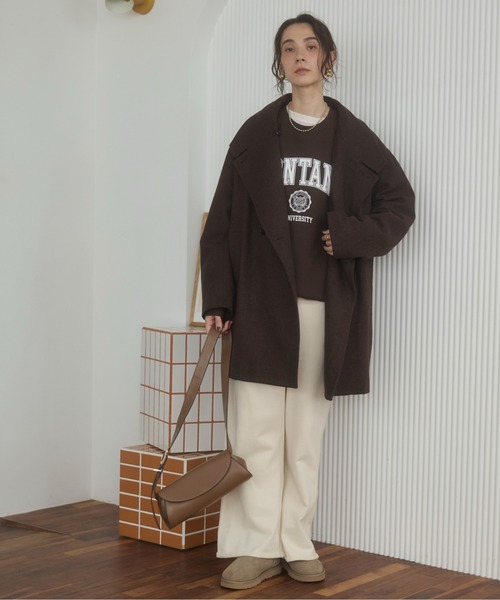 ANGIE ピーコート pコート 2WAY スタンドカラーハーフコート