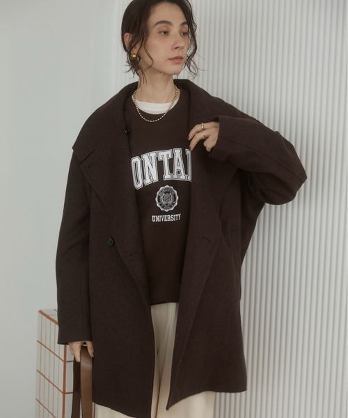 ANGIE ピーコート pコート 2WAY スタンドカラーハーフコート