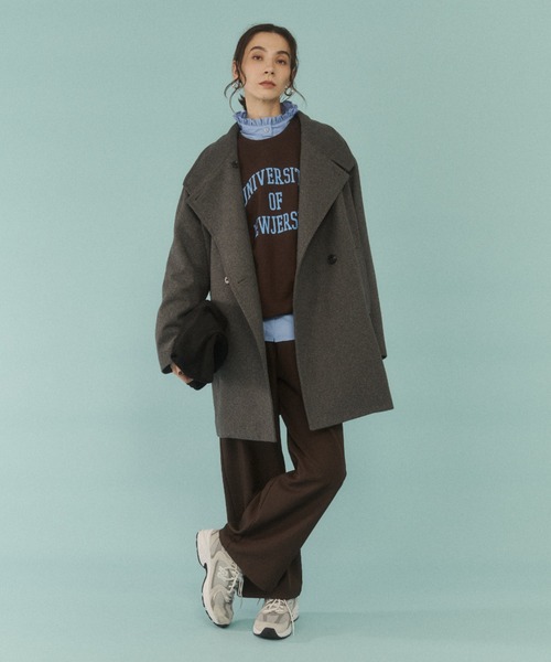 ANGIE ピーコート pコート 2WAY スタンドカラーハーフコート